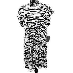 DKNY Gray and White Zebra Print Dress
